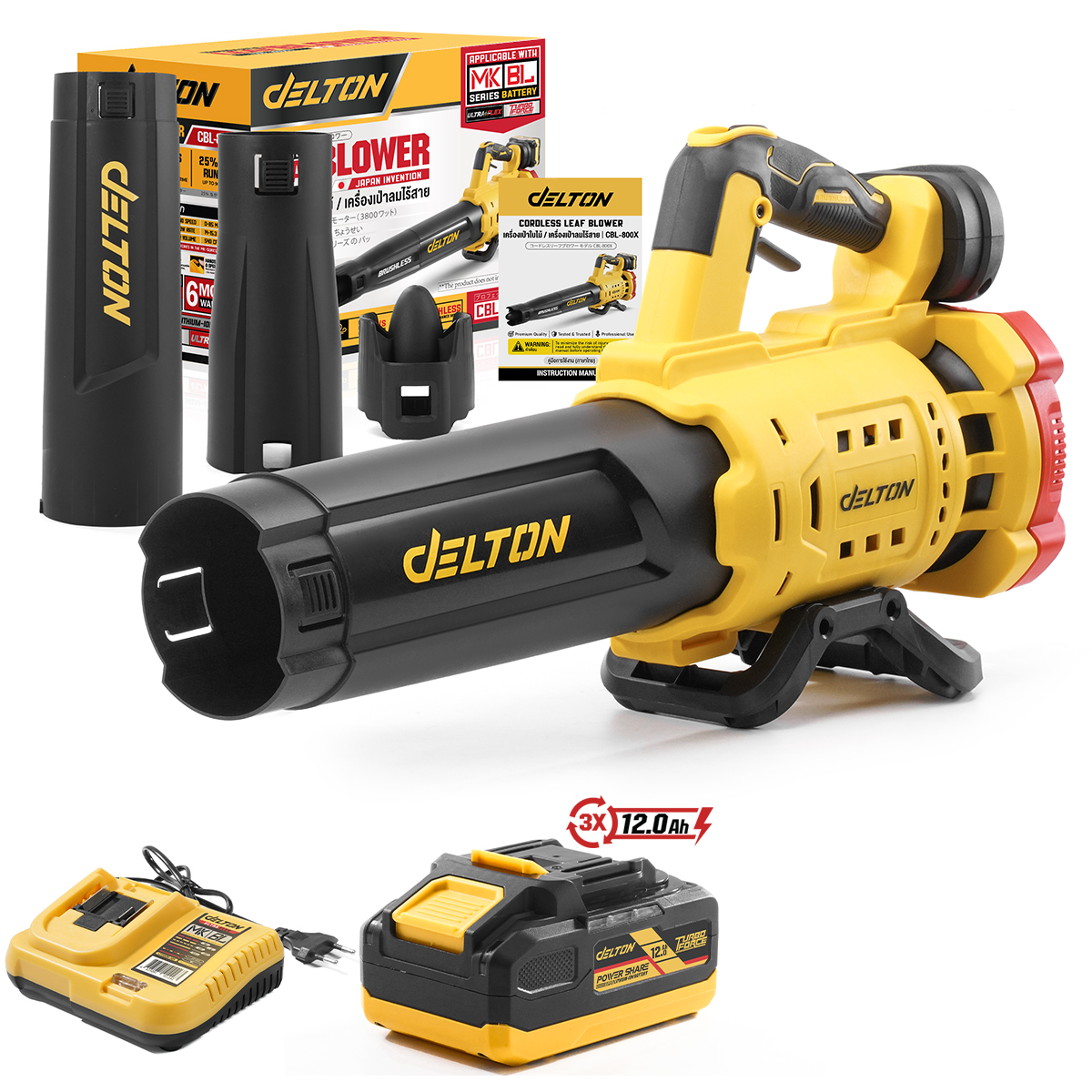 เครื่องเป่าใบไม้ไร้สาย (พร้อมแบตเตอรี่) DELTON รุ่น CBL-800X TURBO FORCE 20V 12AH_0